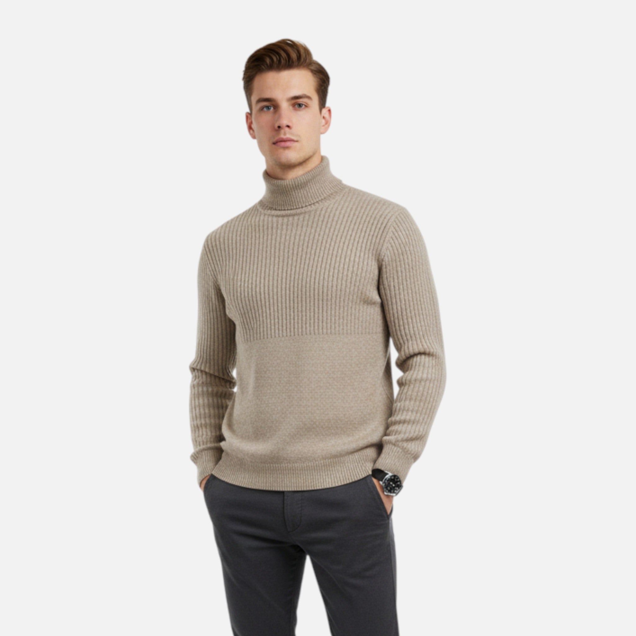 Celvani | Men’s Slim-Fit Knitted Turtleneck Sweater