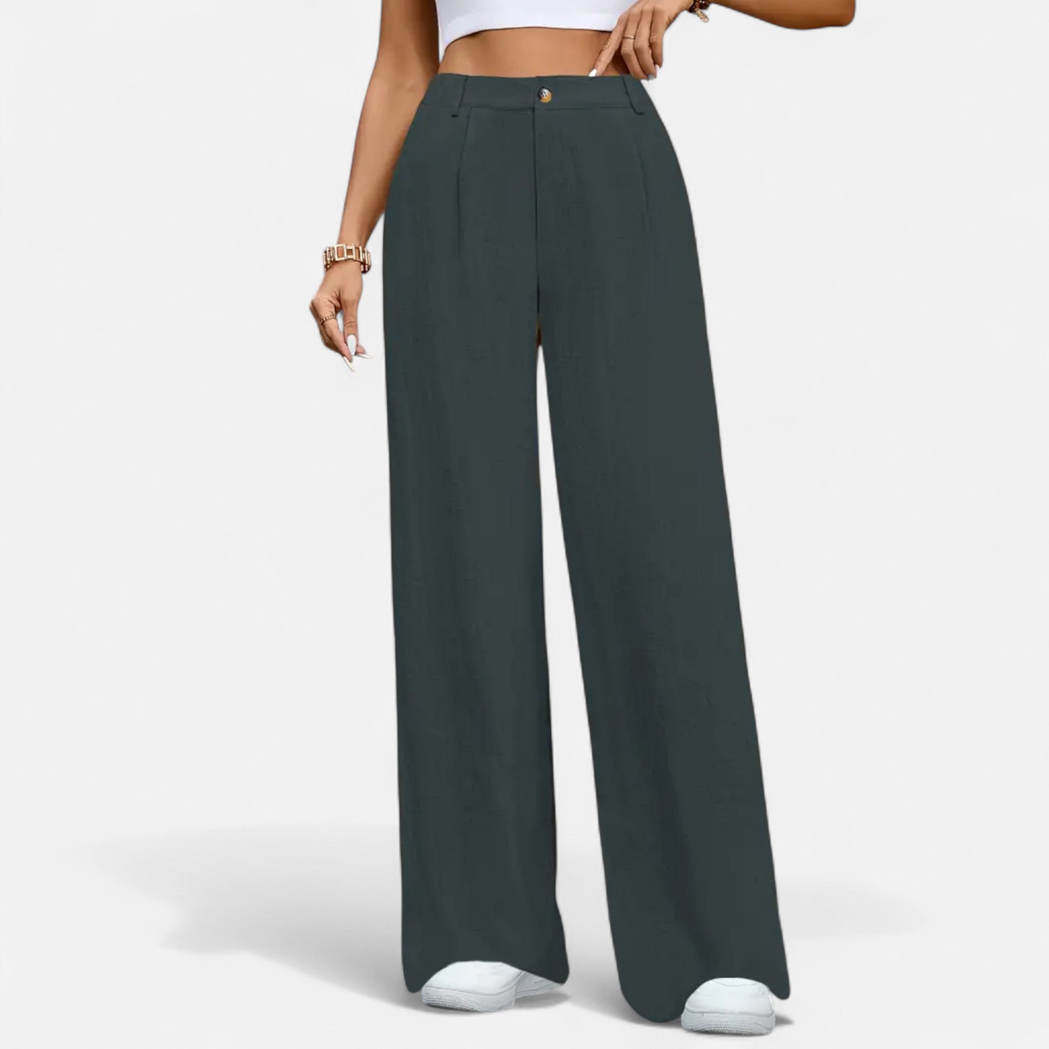 Celvani | Women's Pleated Wide-Leg Trousers