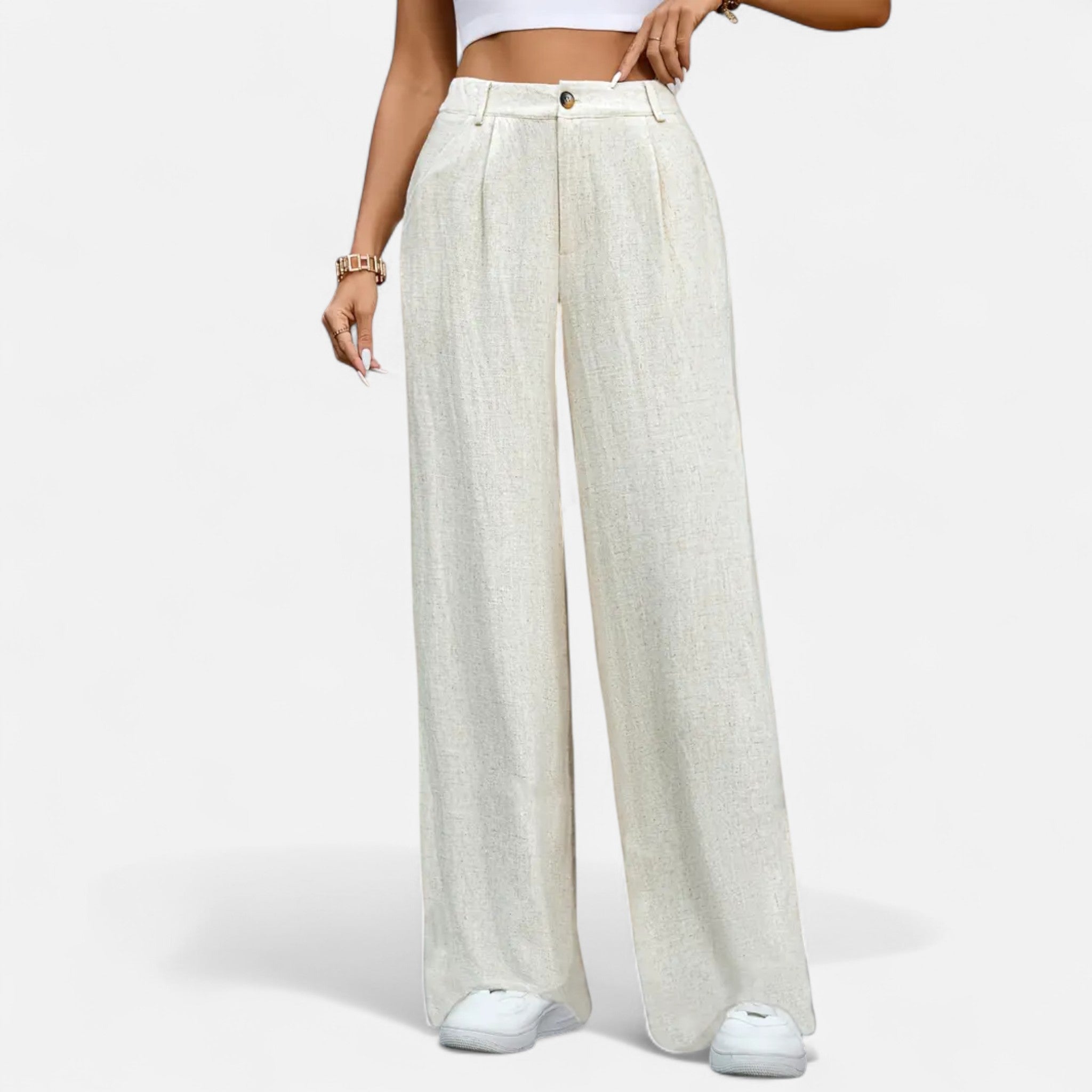 Celvani | Women's Pleated Wide-Leg Trousers