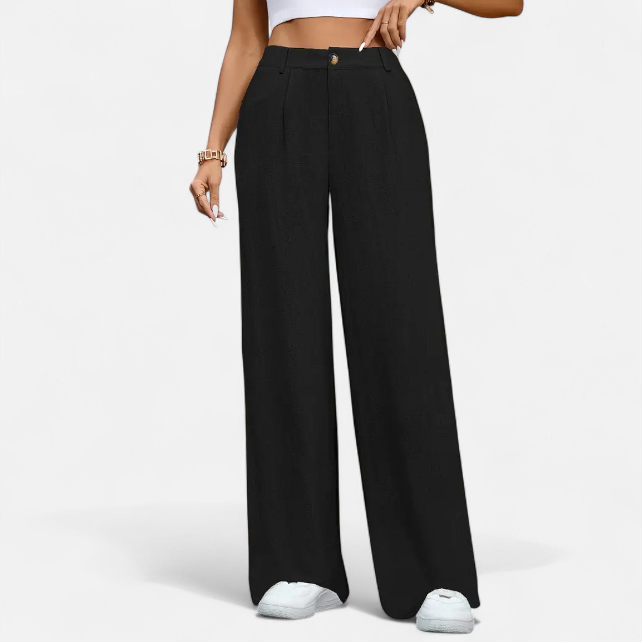 Celvani | Women's Pleated Wide-Leg Trousers